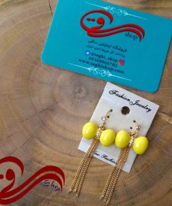 گوشواره آویزی پاپیون زرد Earring