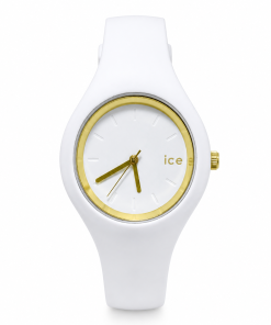 ساعت Ice Watch صفحه کوچک دورطلایی - بند سفید