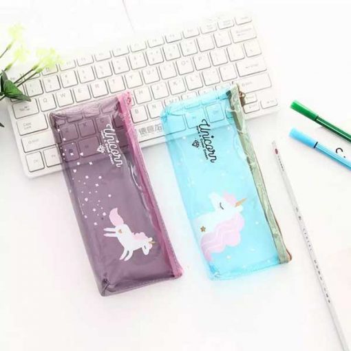 جامدادی شیشه ای شفاف یونیکورن Transparent Unicorn Pencil Case